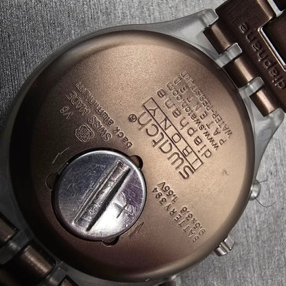 Swatch Irony Diaphane Full Blooded Watch Men 43mm Brown Chrono SVCK4042 New Batt10