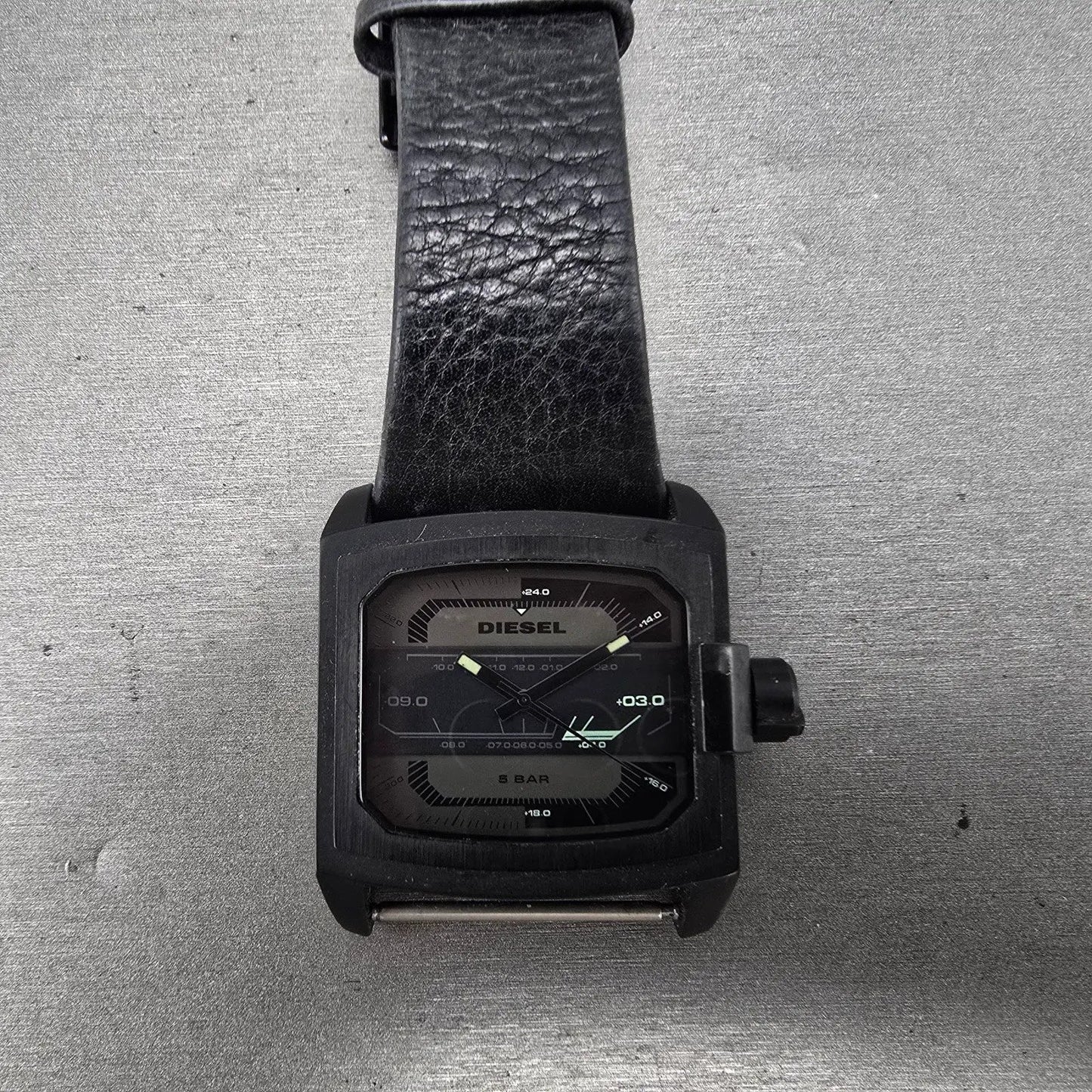 Diesel Watch Men 42mm Black Dial Black Tone DZ-1463 Rectangle PARTS0