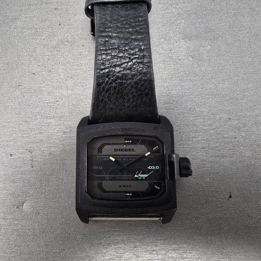 Diesel Watch Men 42mm Black Dial Black Tone DZ-1463 Rectangle PARTS0