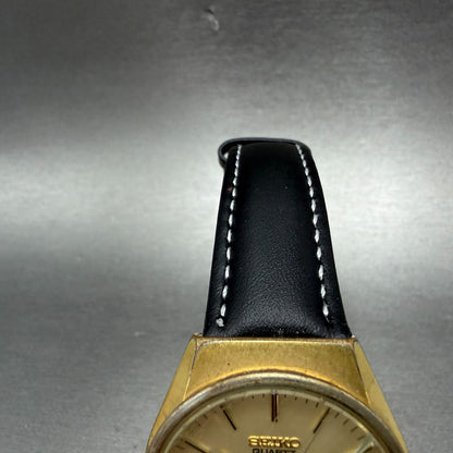 Seiko SQ Watch Men 34mm Champagne Dial Gold Tone Daydate 8223-8009 New Battery J4