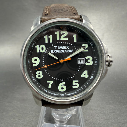 Timex Expedition Watch Men 40mm Black Dial Silver Tone Date Round New Battery0