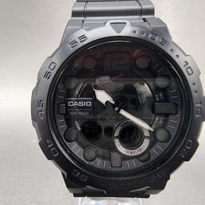 Casio AEQ100 Watch Men 48mm Analog Digital Black World Time Round New Battery1