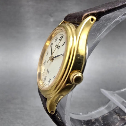 Seiko Spirit Watch Women 24mm Cream Dial Gold Tone Round 4N21-0540 New BattD2