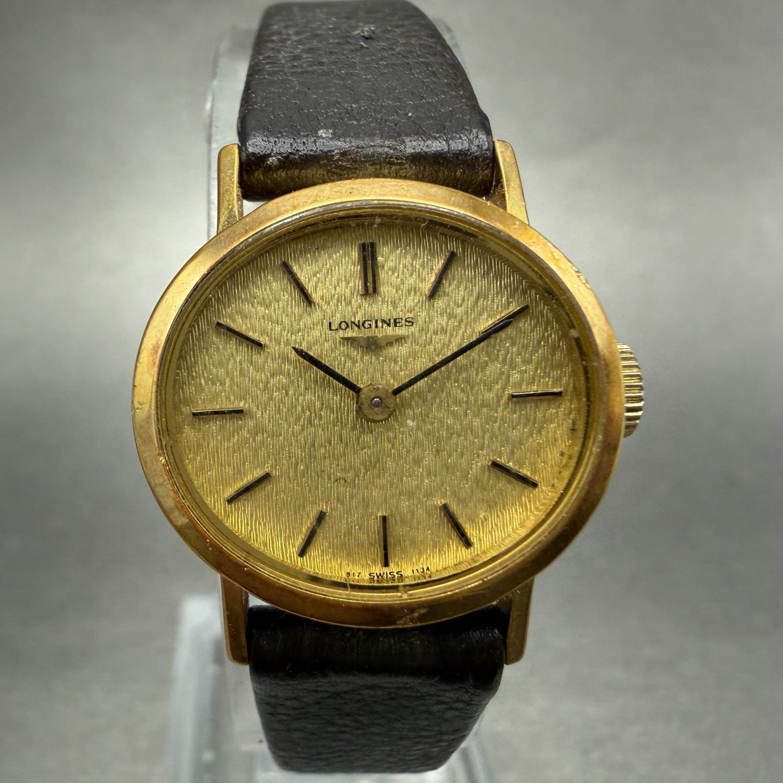 Longines Watch Women 22mm Gold Dial Gold Tone Oval Manual Wind 1134-817 PARTS0