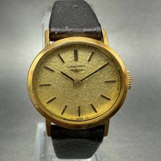 Longines Watch Women 22mm Gold Dial Gold Tone Oval Manual Wind 1134-817 PARTS0