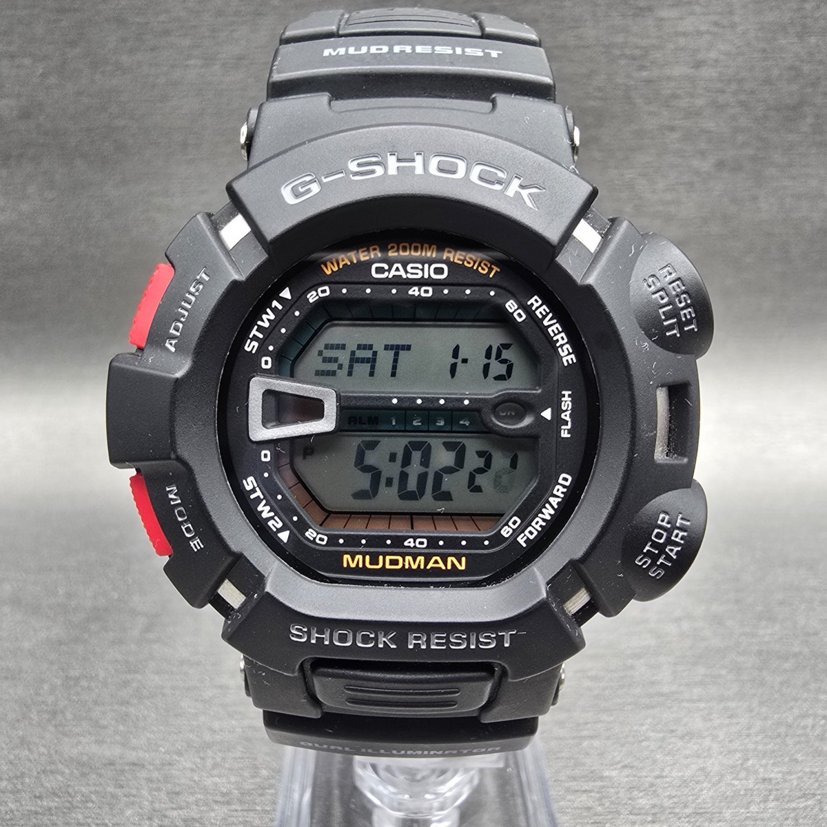 Casio G-Shock Mudman G-9000 Watch Men 46mm Black Red Chrono Alarm New Battery0