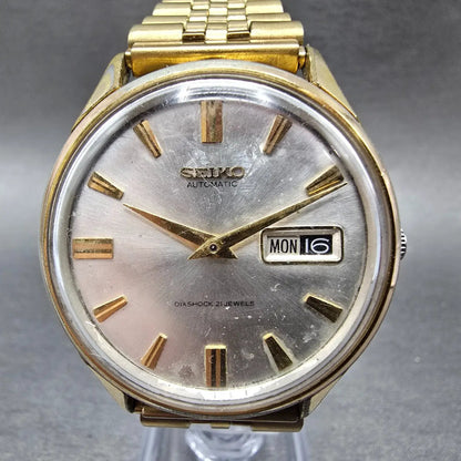 Seiko Automatic Watch Men 37mm Silver Dial Gold Tone Daydate 6619-9990 READ!!!!!0