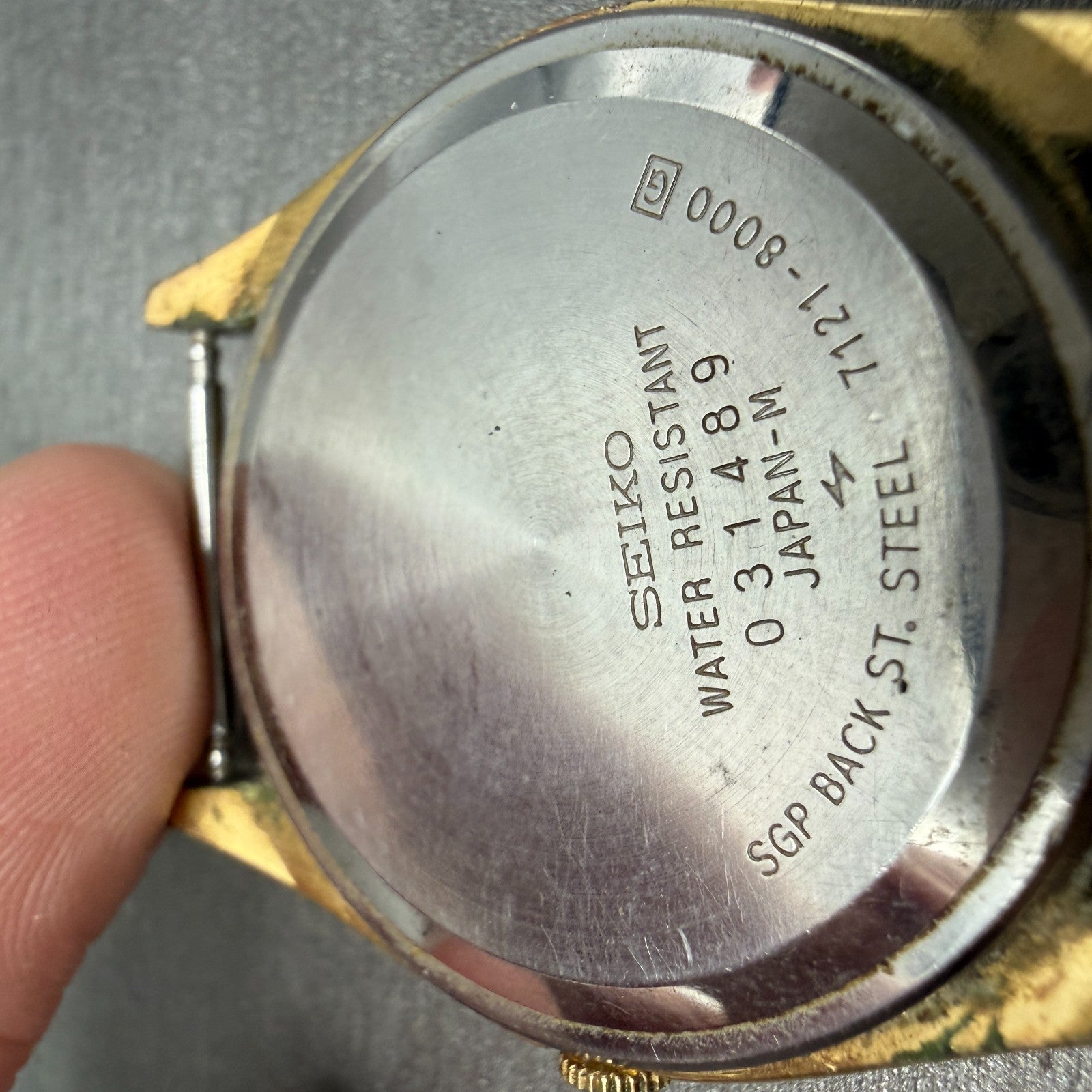 Seiko Watch Men 36mm Champagne Dial Gold Tone Round 7121-8000 New Battery VTG7