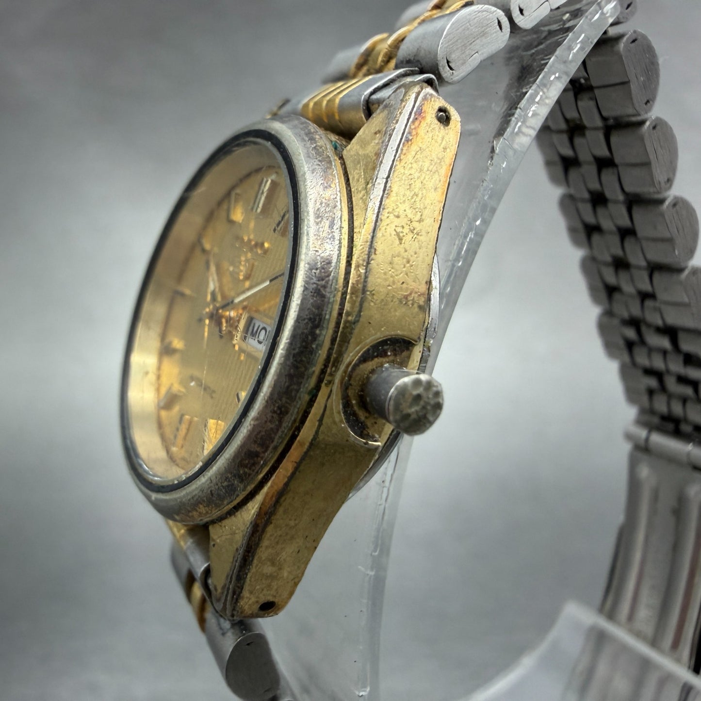 Seiko 5 Automatic Watch Women 24mm Champagne Dial TwoTone Daydate 2906-0610 PART3