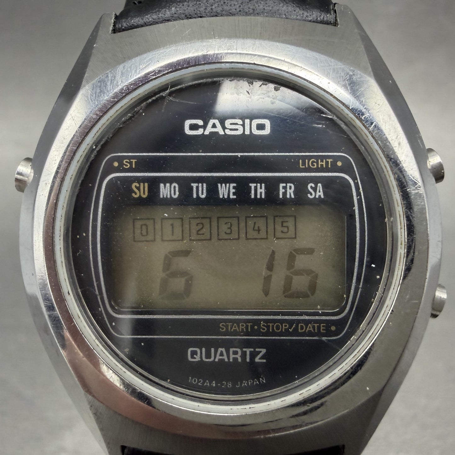 Casio 31QR20 Watch Men 34mm Digital Silver Tone Daydate Round New battery VTG1