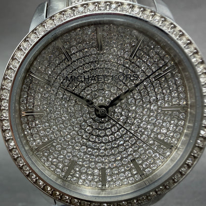 Michael Blake Watch Women 35mm Silver Dial Silver Tone Crystals MK3458 NewBatt1