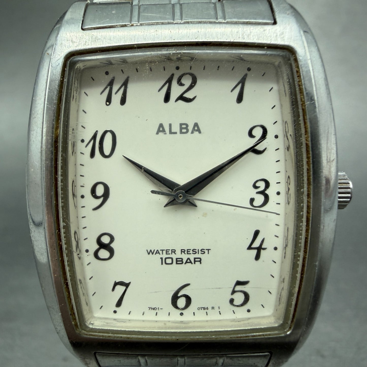 Seiko Alba Tank Watch Men 31mm White Dial Silver Tone 7N01-0FG0 New Battery1