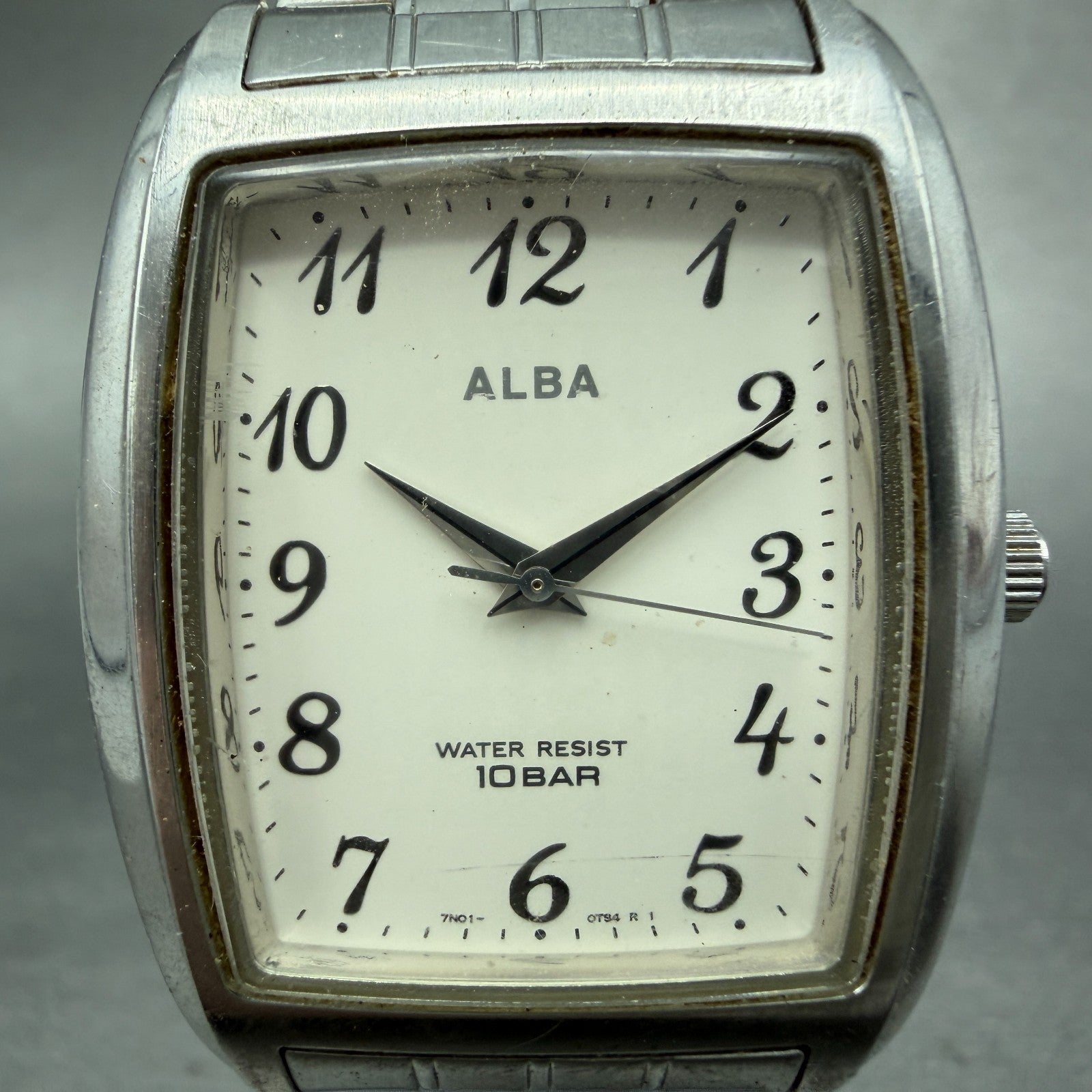 Seiko Alba Tank Watch Men 31mm White Dial Silver Tone 7N01-0FG0 New Battery1