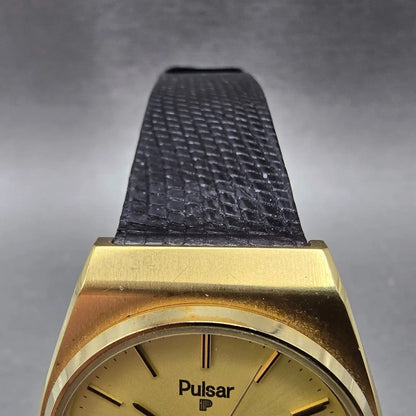 Pulsar Watch Men 33mm Gold Dial Gold Analog Digital Alarm READ!!! Y960 New Batt4