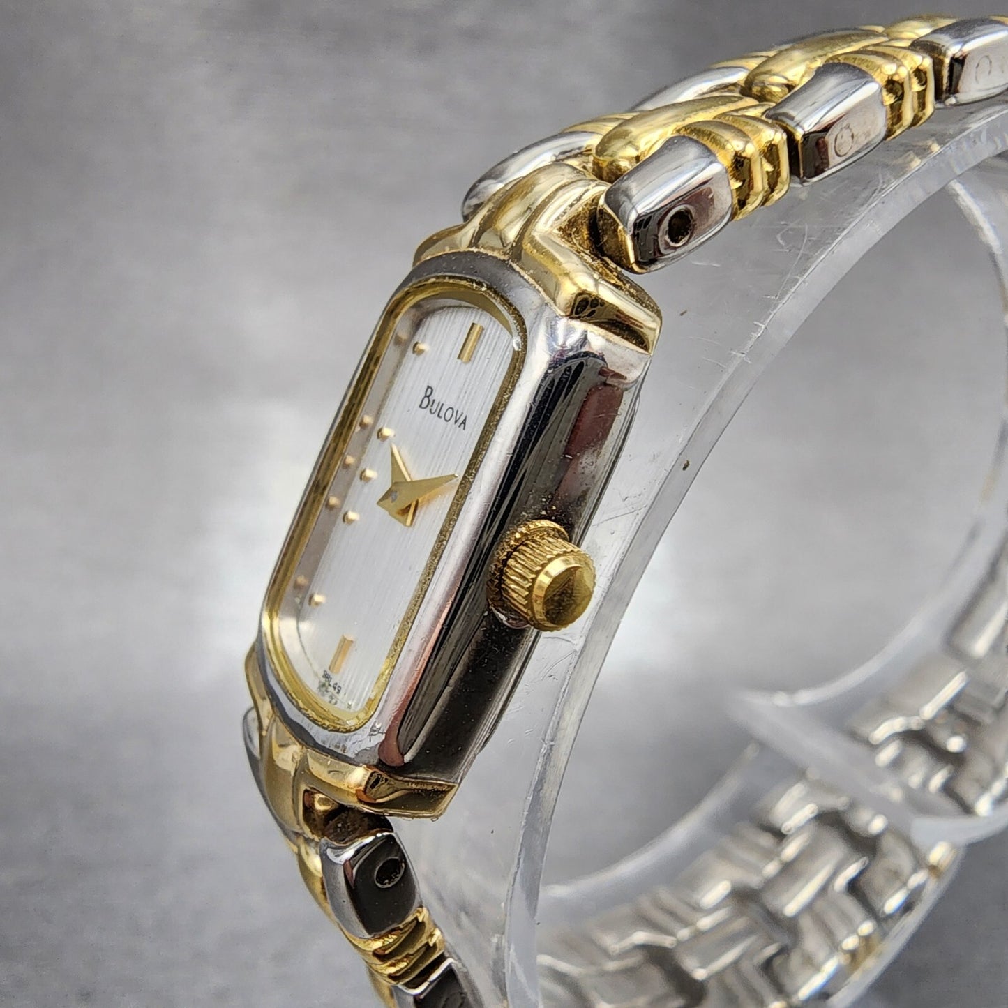 Bulova Watch Women 13mm Silver Dial Two Tone Rectangle 98L49 New Battery2
