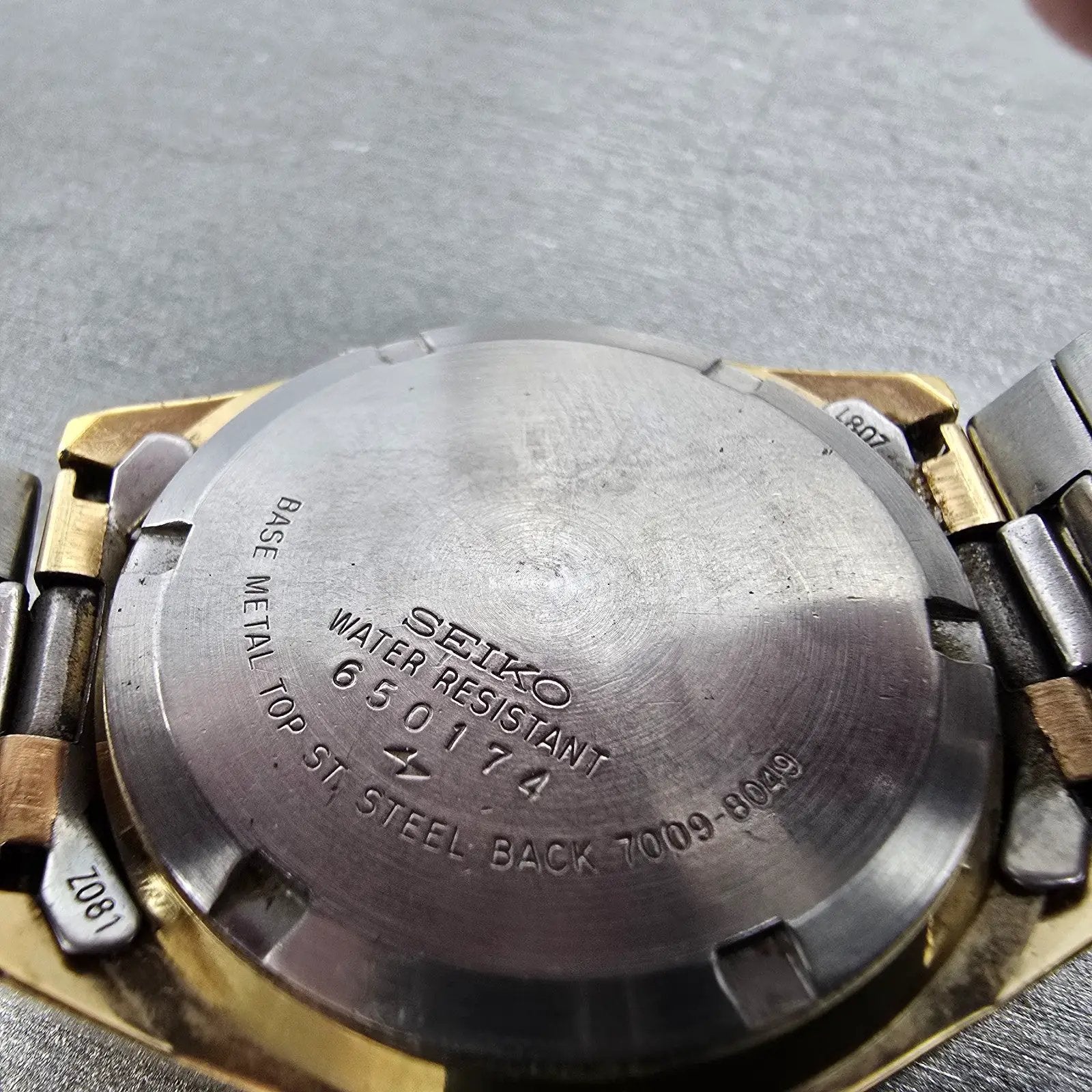 Seiko Automatic Watch Men 38mm Brown Dial Two Tone Daydate 7009-8049 Runs9