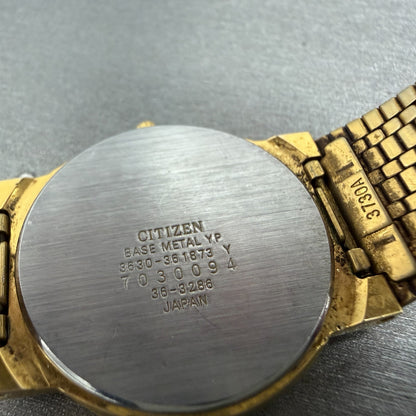 Citizen CQ Watch Unisex 30mm Black Dial Gold Tone Round 3630-361873 PARTS VTG10