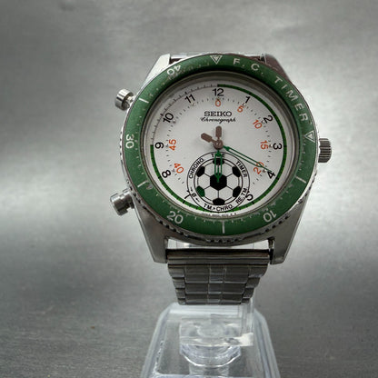 Seiko F.C Timer Soccer Watch Men White Dial Steel Round 8M32-6010 PARTS6