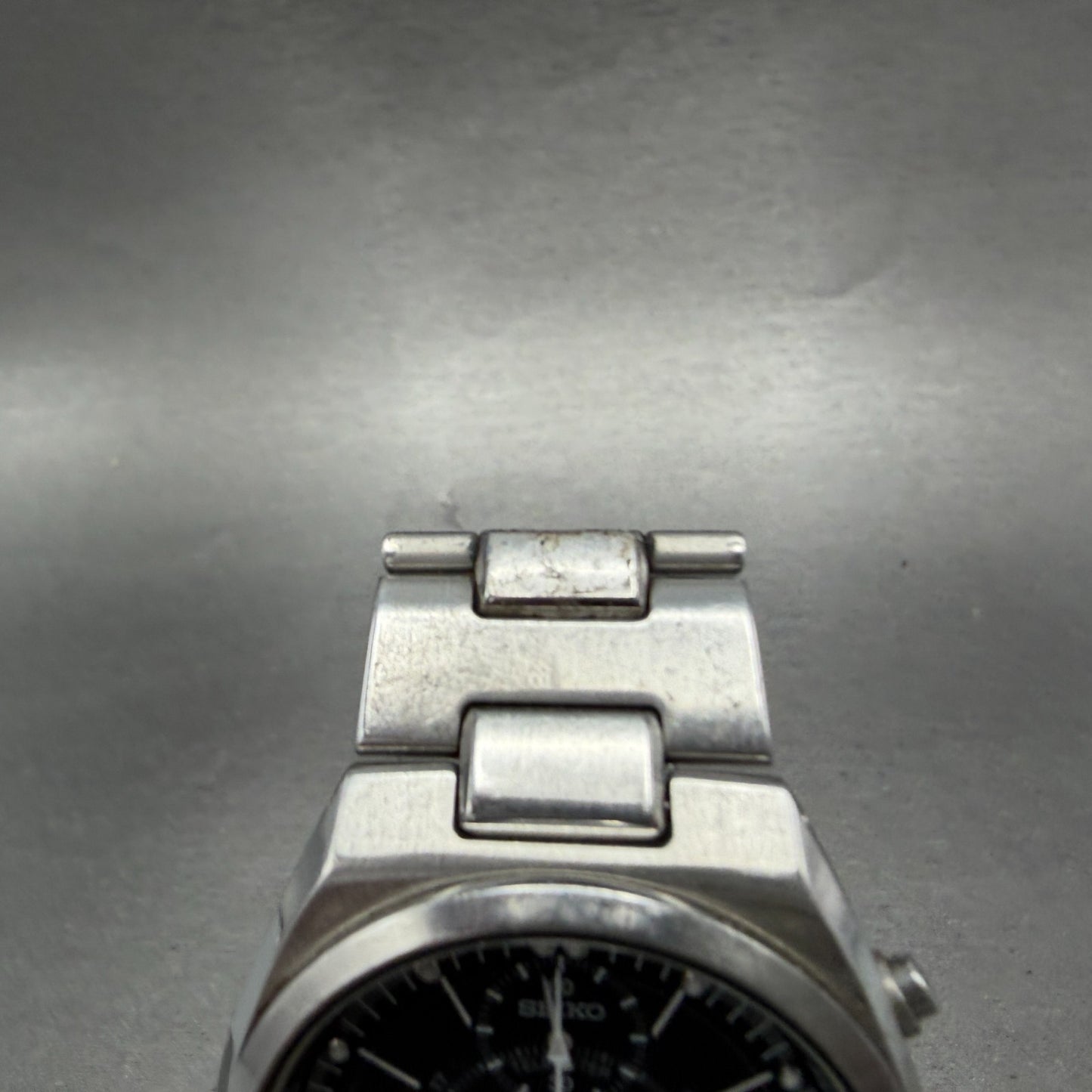 Seiko Chronograph Watch Men 36mm Black Dial Silver Tone Date 7T62-0AA0 PARTS5