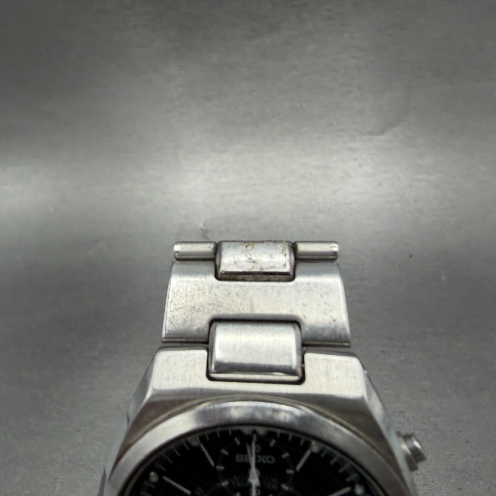 Seiko Chronograph Watch Men 36mm Black Dial Silver Tone Date 7T62-0AA0 PARTS5