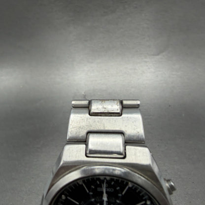 Seiko Chronograph Watch Men 36mm Black Dial Silver Tone Date 7T62-0AA0 PARTS5