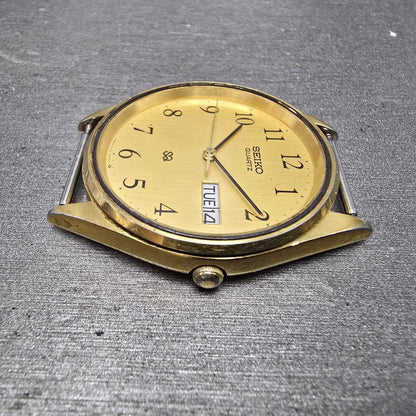 Seiko SQ Watch Men 34mm Champagne Dial Gold Tone Daydate 8123A PARTS NO BACK6