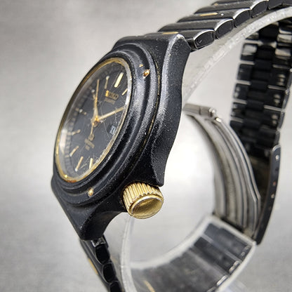 Seiko SQ Sports 100 Watch Women 26mm Black Dial Black Tone Daydate New Battery2