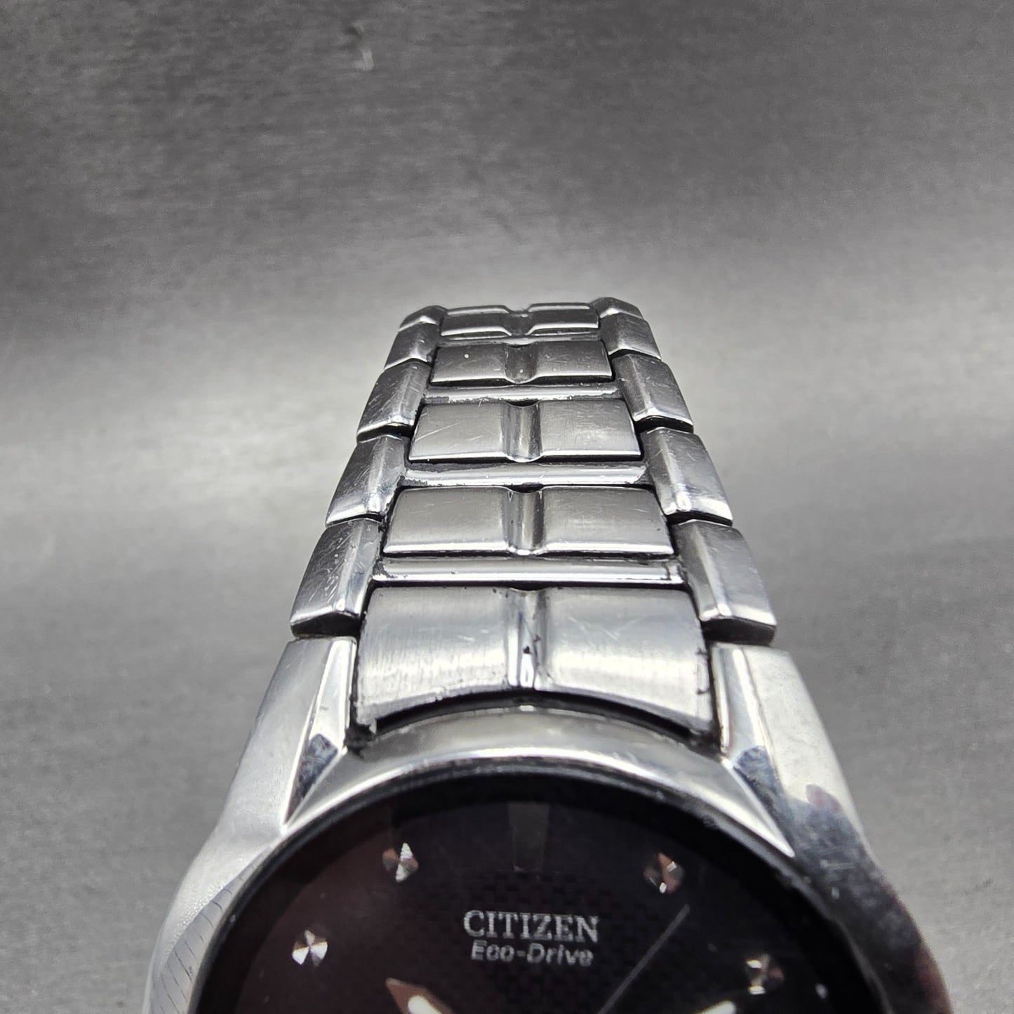 Citizen Eco-Drive Watch Men 37mm Black Dial Silver Tone Date E111-S058481 Runs4