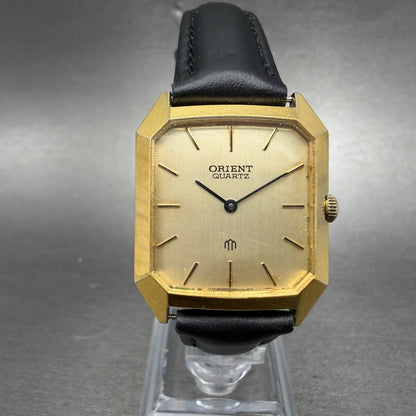 Orient Tank Watch Men 27mm Champagne Dial Gold Tone Octagon New Battery Vintage0