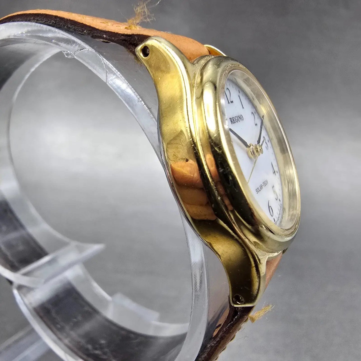 Citizen Reguno Solar Watch Women 24mm White Dial Gold Tone E031-S028256 Runs B3