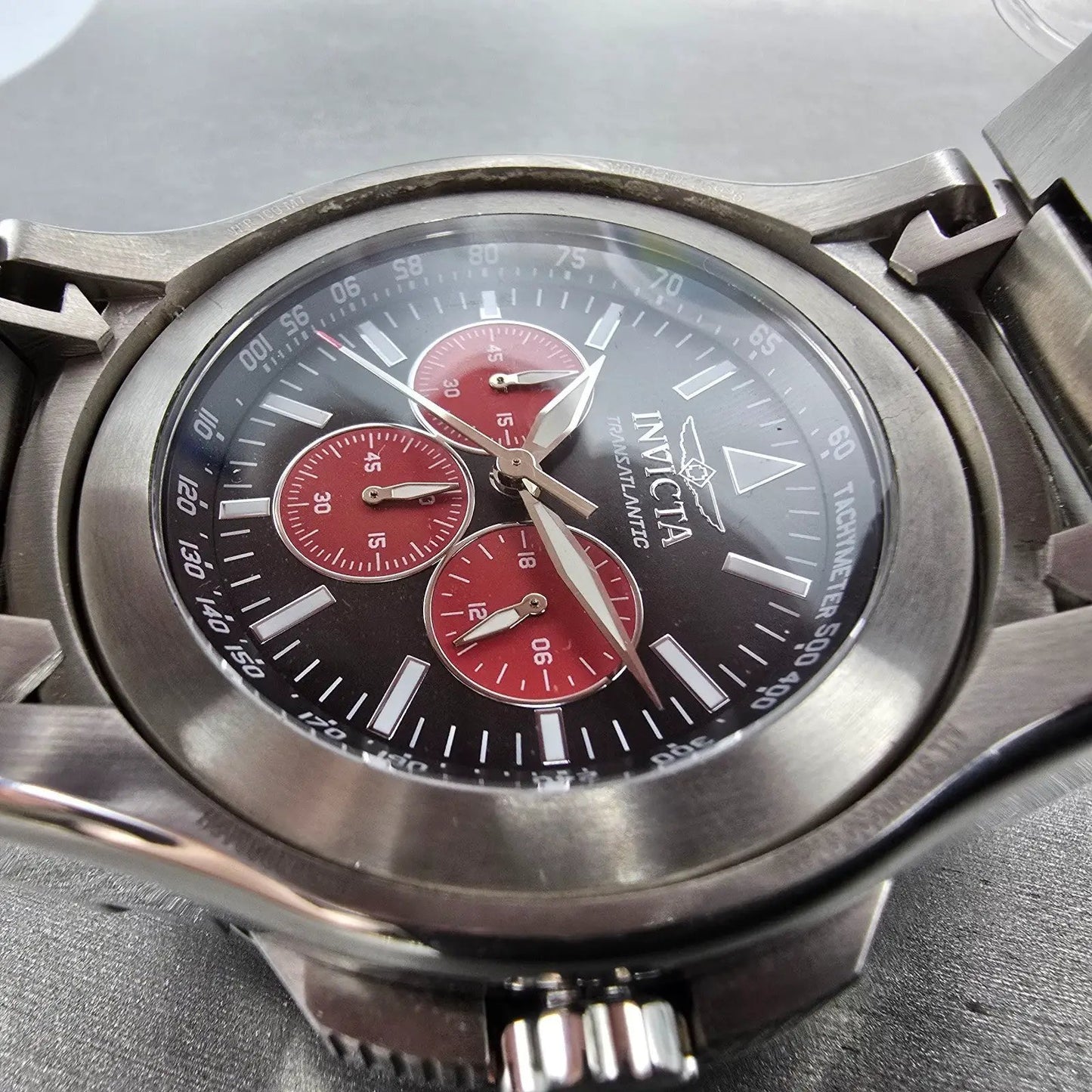 Invicta Reserve Transatlantic Chronograph Watch Men 54mm Red Dial Steel New Batt11