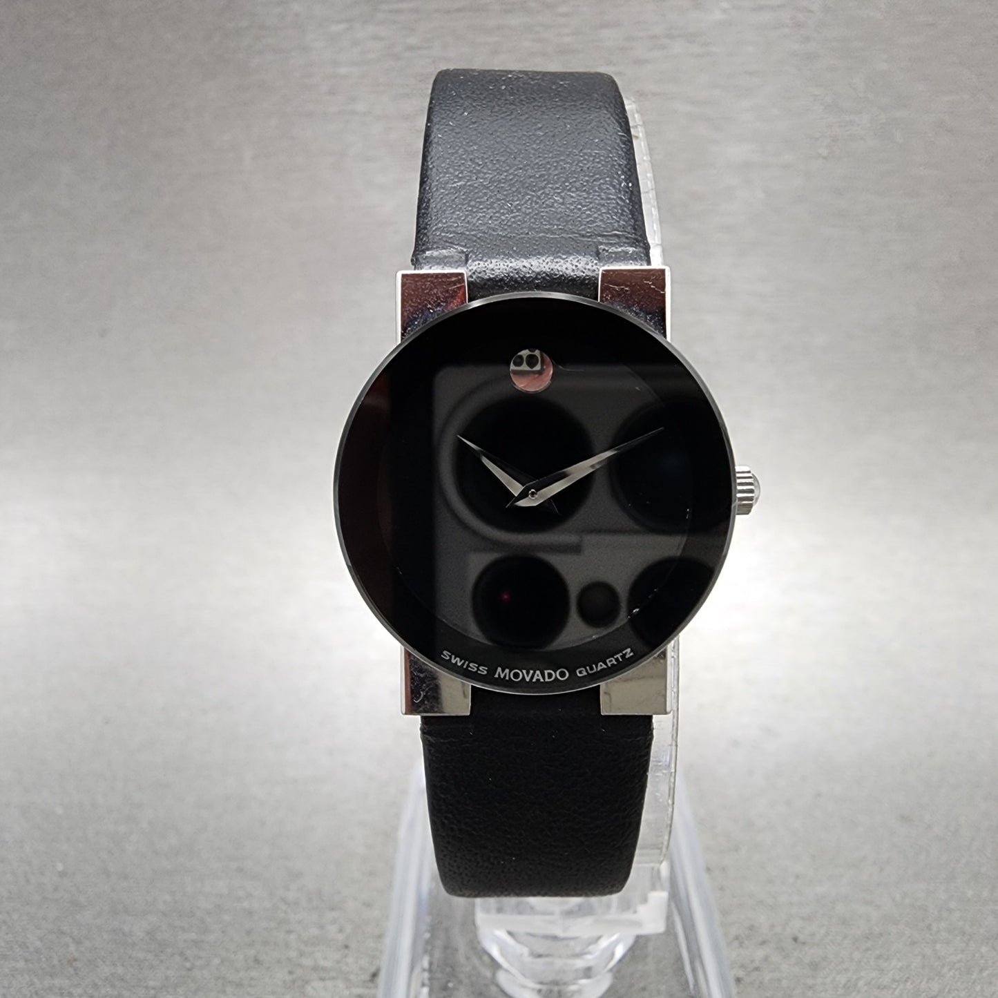 Movado Museum Watch Women 23mm Black Dial Steel Round 84.C1.82 New Battery0
