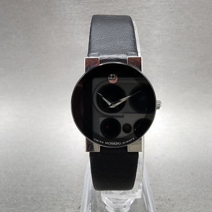 Movado Museum Watch Women 23mm Black Dial Steel Round 84.C1.82 New Battery0