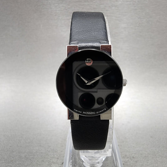 Movado Museum Watch Women 23mm Black Dial Steel Round 84.C1.82 New Battery0