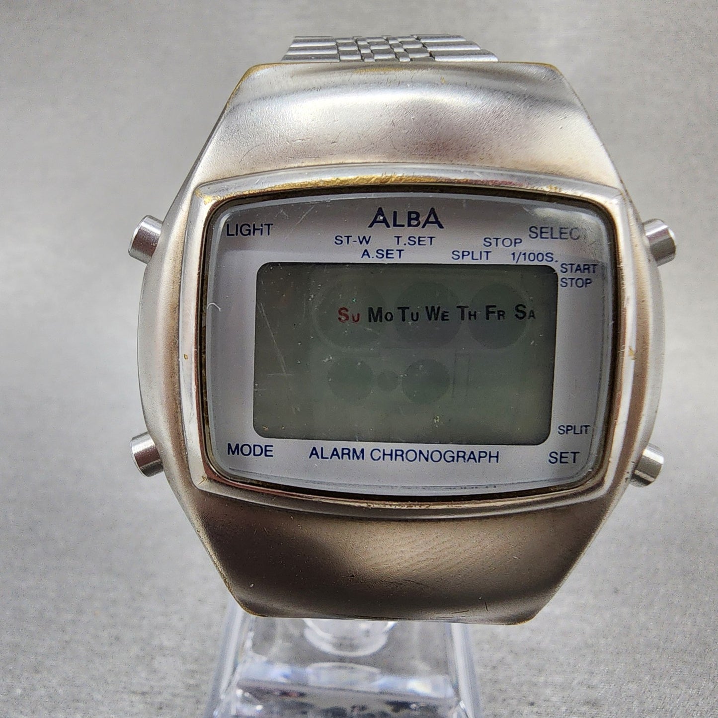 Seiko ALBA Digital Watch Men 39mm Silver Tone Alarm Chrono Y7354A10 PARTS2