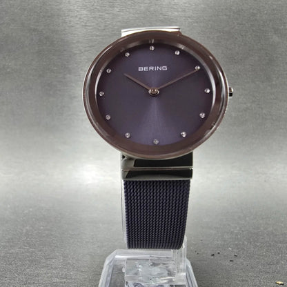 Bering Classic Watch Women 31mm Purple Dial Silver Purple Mesh Band Round Works17