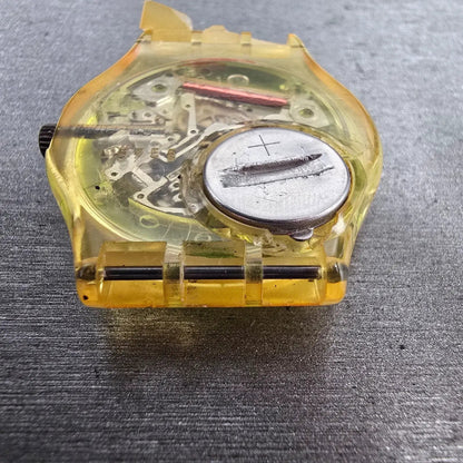 Swatch Bermudas Watch Men 34mm Green Dial Clear Case Round GK133 New Battery9