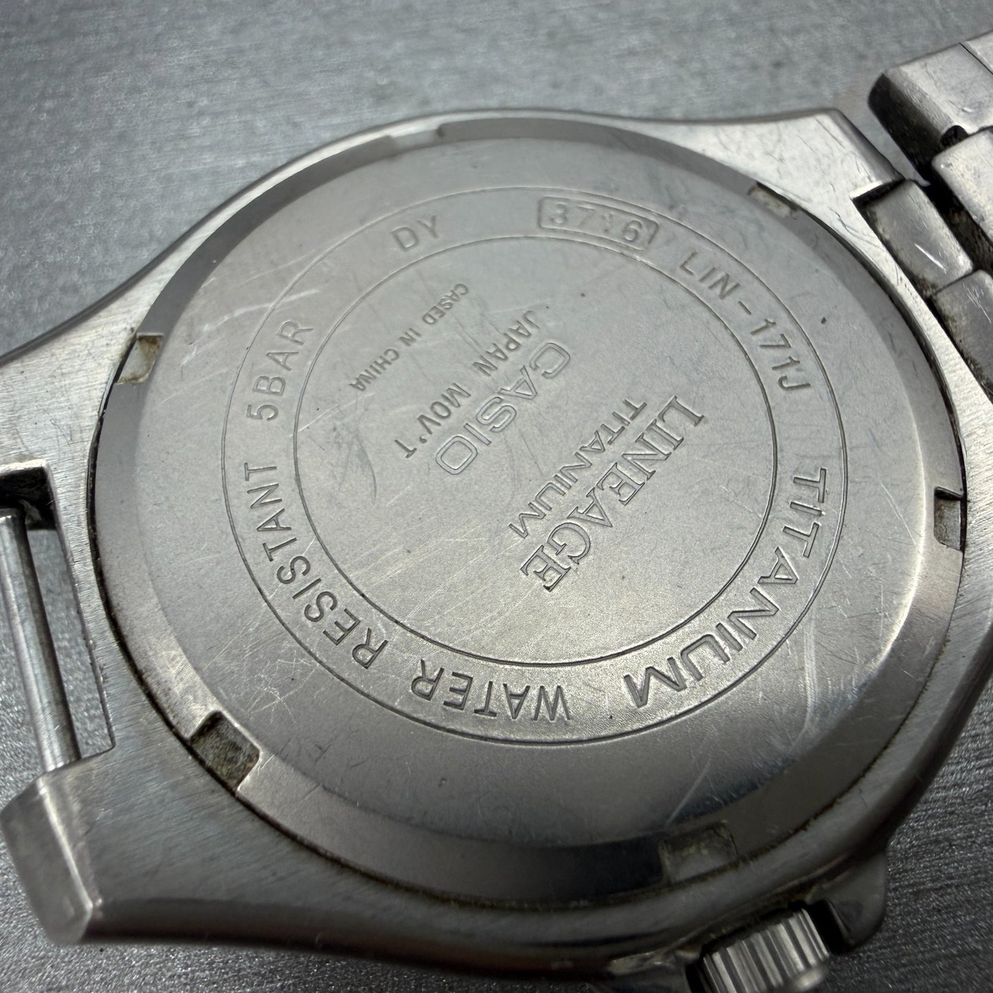 Casio Lineage Titanium Watch Men 38mm Silver Dial Daydate LIN-171J READ!! Newbat17