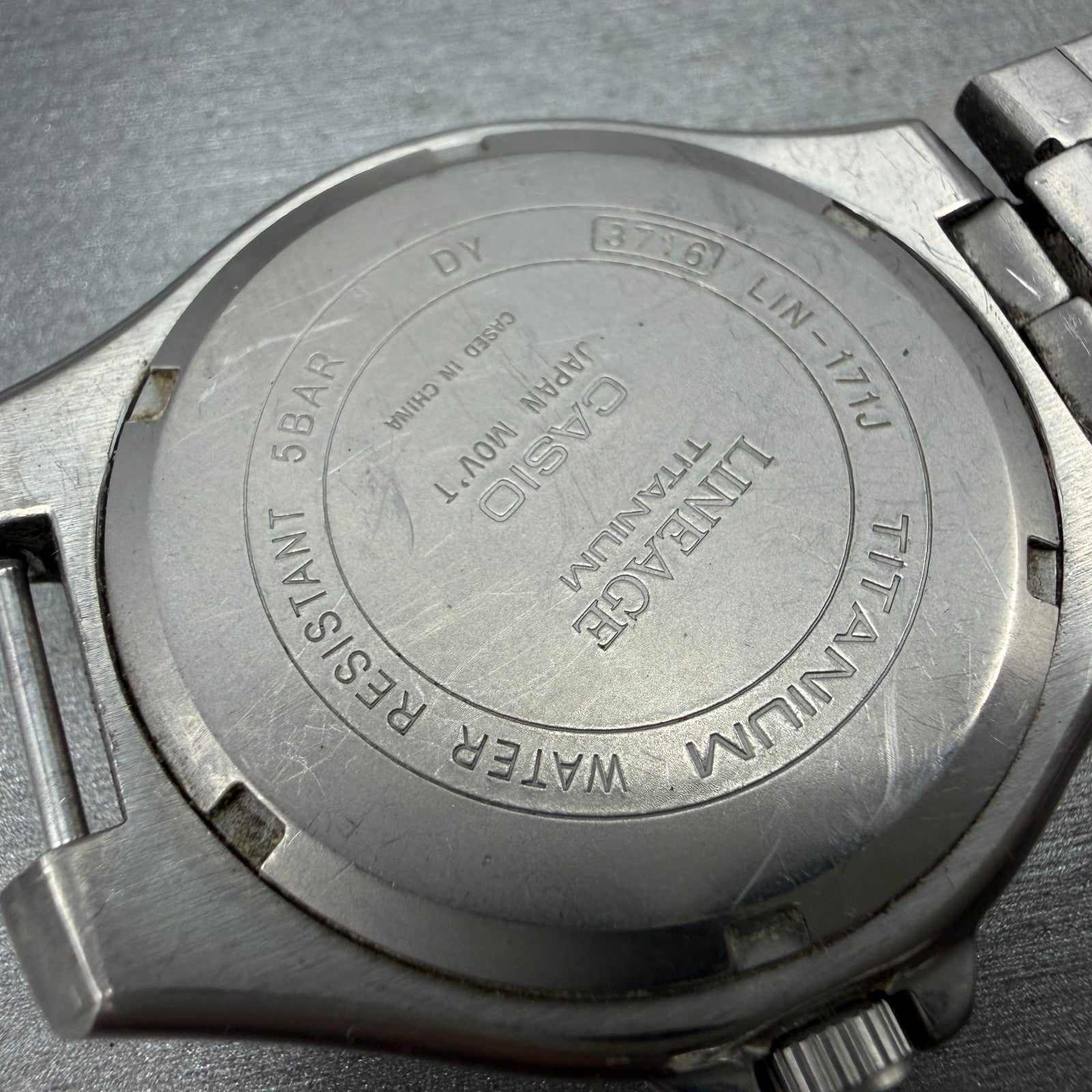 Casio Lineage Titanium Watch Men 38mm Silver Dial Daydate LIN-171J READ!! Newbat17