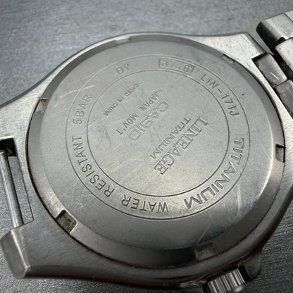 Casio Lineage Titanium Watch Men 38mm Silver Dial Daydate LIN-171J READ!! Newbat17