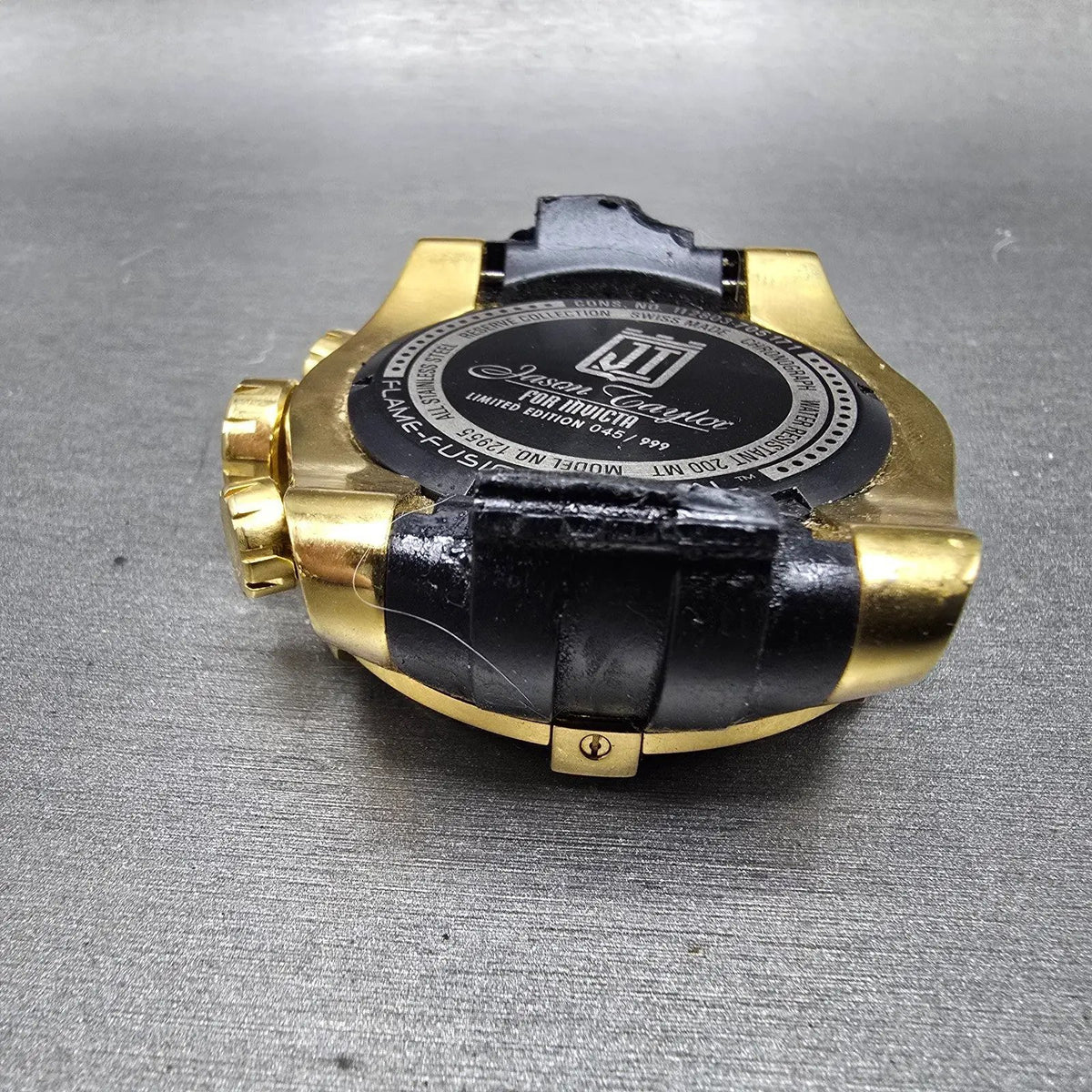 Invicta Jason Taylor Chronograph Watch Men 53mm Black Dial Gold Date 12955 READ8