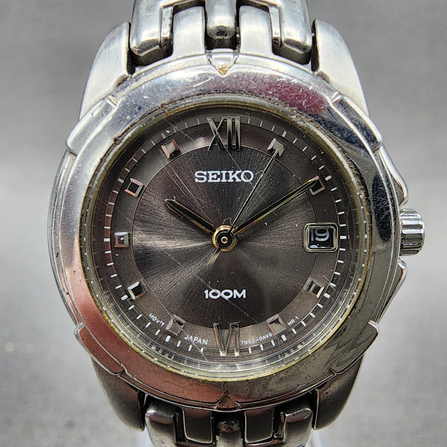 Seiko Watch Women 26mm Black Dial Silver Tone Date Round 7N820AM0 New Battery1