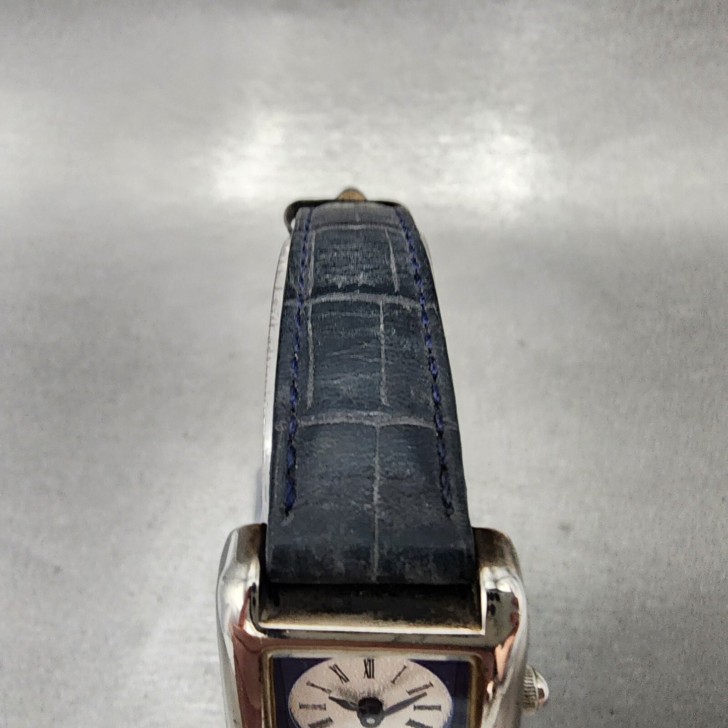Fossil Dual Time Watch Women 21mm Blue Dial Steel Rectangle READ!!!! DR21054
