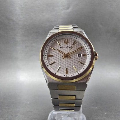 Bulova Watch Women 30mm White Dial Two Tone Date Round 98L323 New Battery7