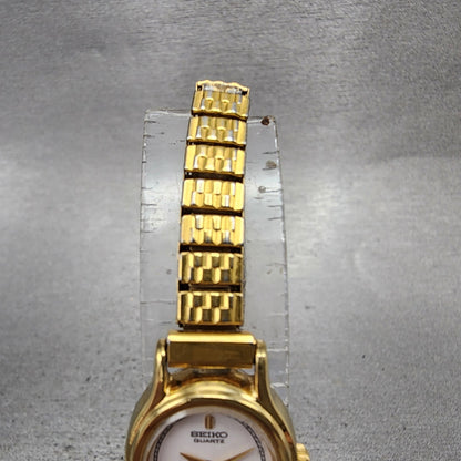 Seiko Watch Women 17mm White Dial Gold Tone Oval 2p205h20 New Battery VTG4
