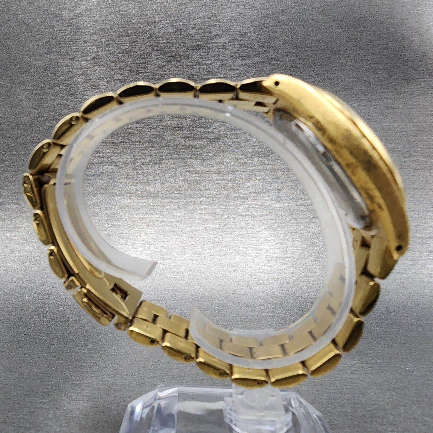 Seiko Kinetic Watch Men 38mm White Dial Gold Tone Date Round 5M420K69 PARTS9