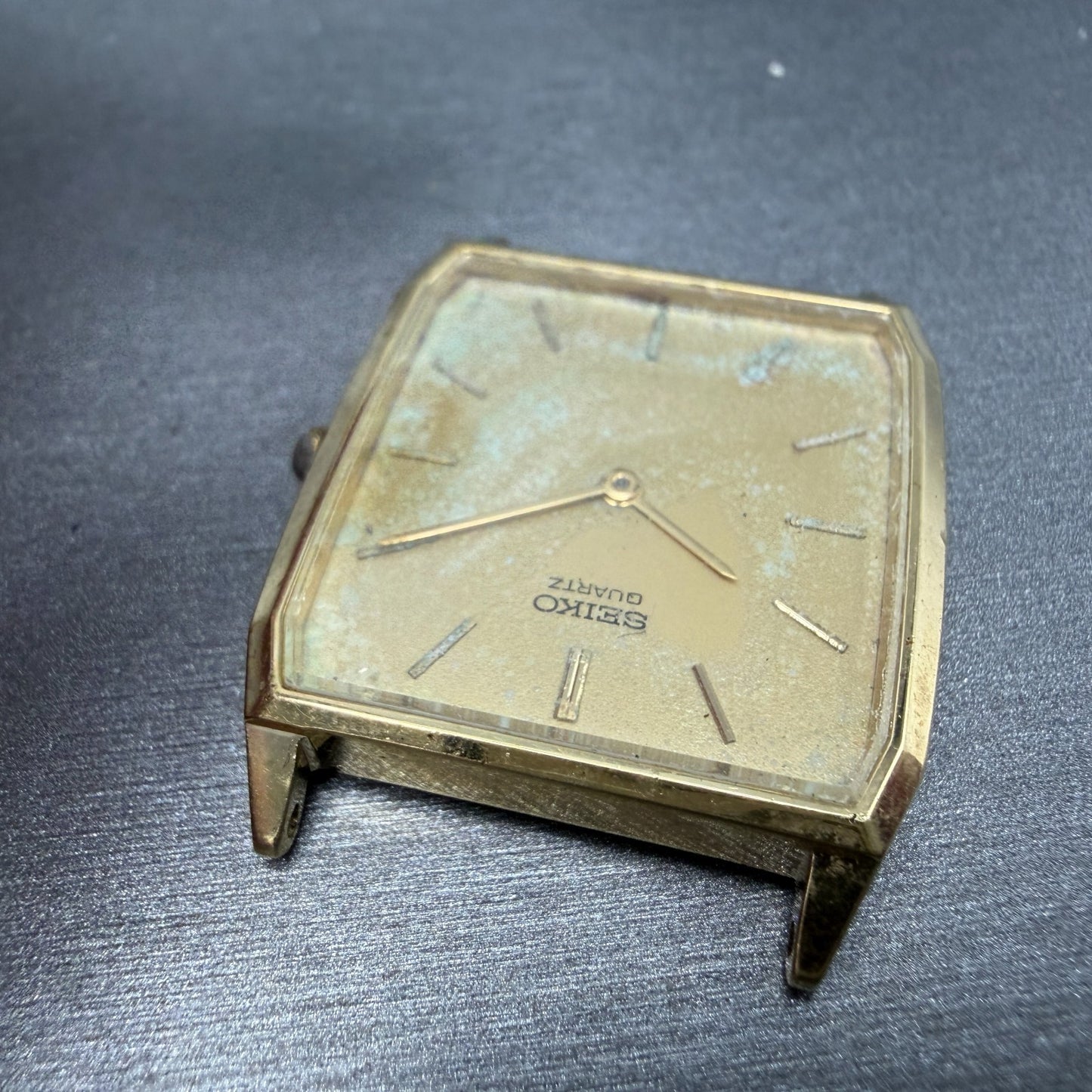 Seiko Watch Men 27mm Champagne Dial Gold Tone Rectangle 5P30-5A10 New Battery4