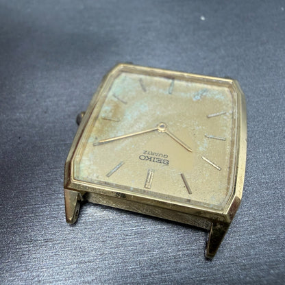 Seiko Watch Men 27mm Champagne Dial Gold Tone Rectangle 5P30-5A10 New Battery4