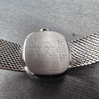 Bulova Accutron Watch Women 20mm Silver Dial SilverTone Rectangle P0 PARTS10