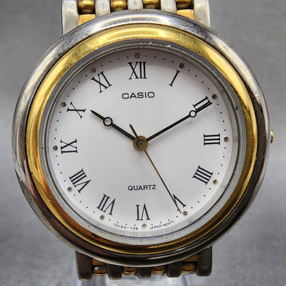 Casio Watch Men 32mm White Dial Two Tone Round MQ778 New Battery1